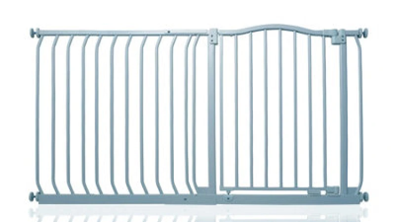 Image of Safetots Curved Top Safety Gate, 134Cm - 143Cm, Matt Grey, Pressure Fit Stair Gate