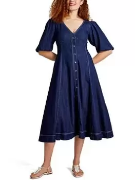 Image of Kate Spade New York Denim Button Front Dress - Blue