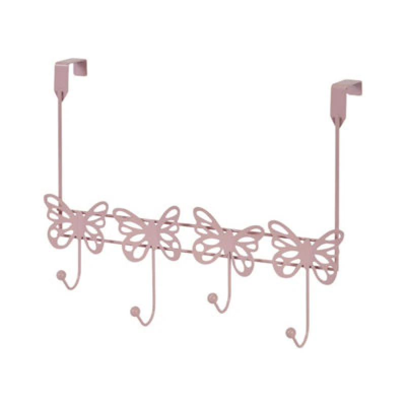 Image of Showerdrape Butterflies Pink Over Door Storage Hooks, Pink BFLYDHP