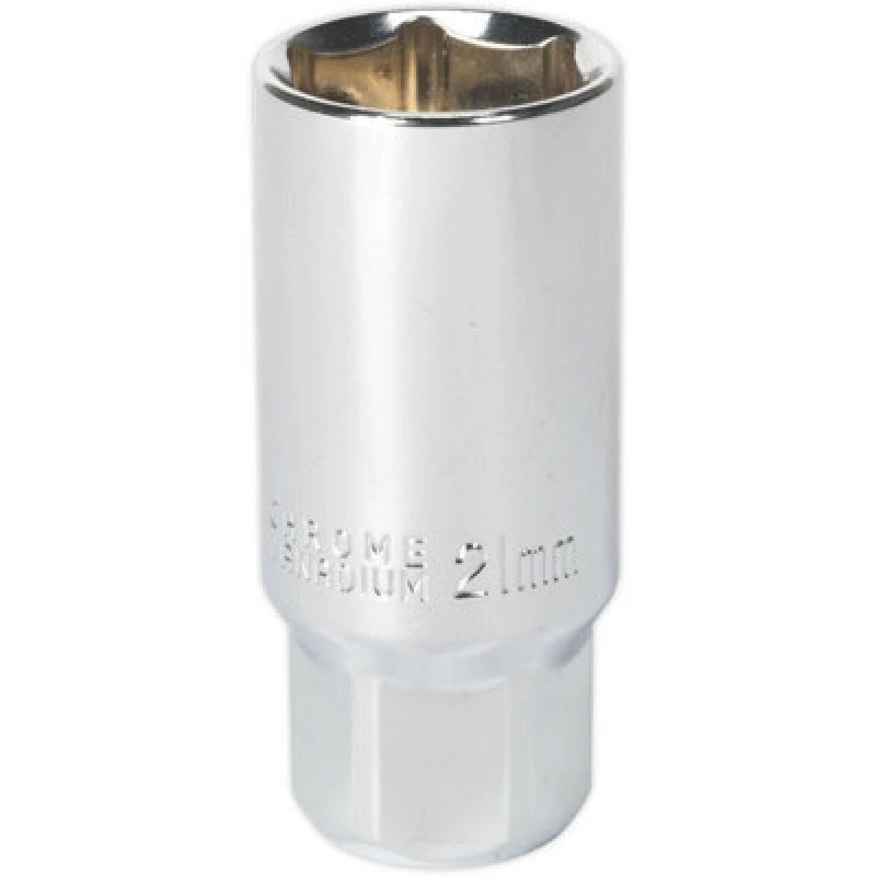 Image of Loops 21mm Spark Plug Socket - 3/8 Inch Sq Drive - Chrome Vanadium Steel - Magnetic Metallics