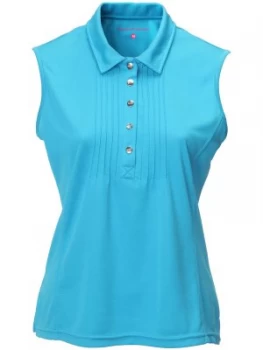 Image of Swing Out Sister Adele Pique Sleeveless Shirt Blue