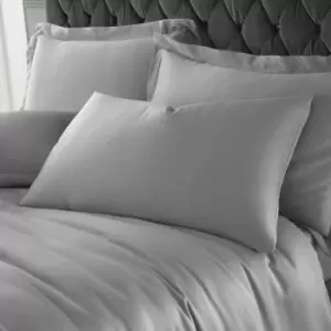 Image of Silky Soft Satin Standard Pillow Cases, Silver, Pair - Catherine Lansfield