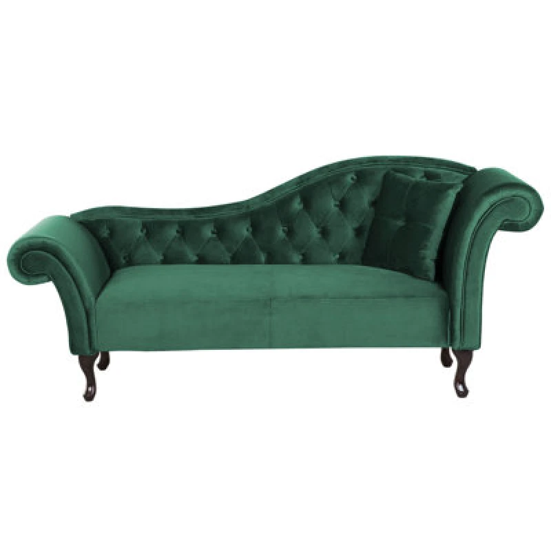 Image of Beliani Right-Hand Chaise Lounge Lattes Velvet Dark Green
