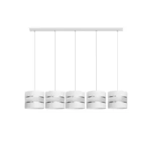Image of Helen Straight Bar Pendant Ceiling Light White, Silver 115cm
