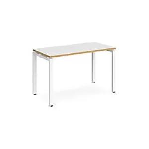 Image of Rectangular Single Desk White/Oak Wood Straight Legs White Adapt II 1200 x 600 x 725mm