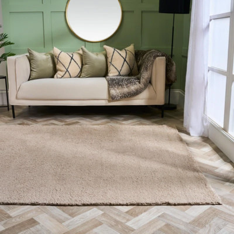 Image of OHS OHS Fluffy Teddy Rug Soft Rugs Bedroom Carpet Area Mat in Natural Size: 160cm x 230cm Natural 160cm x 230cm Unisex 5027434231287