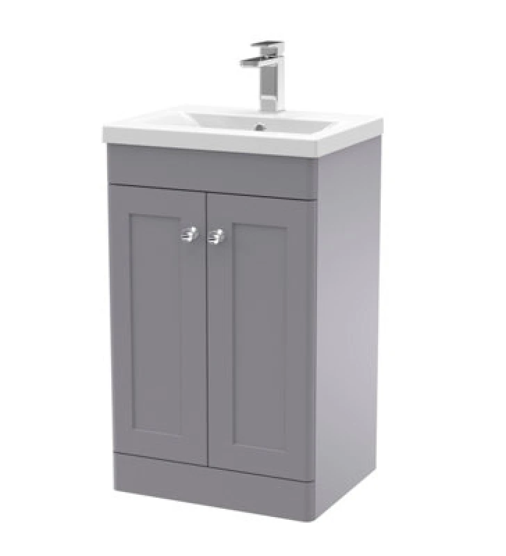 Image of nuie 500mm Floor Standing 2 Door Vanity & Basin 1 - Satin Grey CLC223D