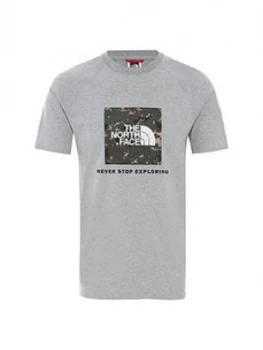 Image of The North Face Short Sleeve Raglan Redbox T-Shirt - Light Grey Marl