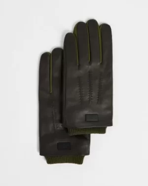 Image of Leather Gloves With Ribbed Cuff