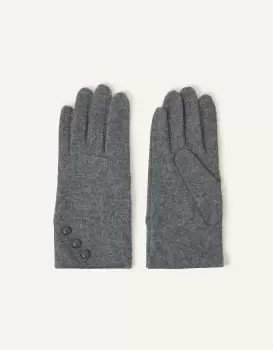 Image of Accessorize Touch Screen Button Gloves in Wool Blend Grey, Size: One Size