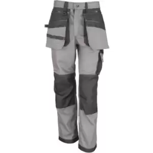 Image of Result Workguard Mens X-Over Heavy Work Trousers (4XL) (Grey/Black) - Grey/Black