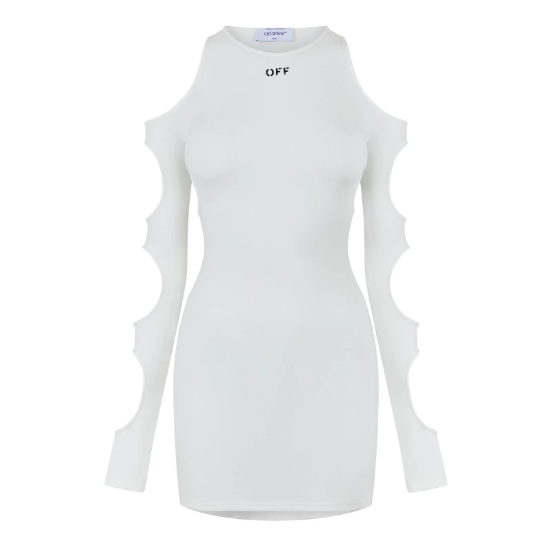 Image of Off White Womens Cut Out Mini Dress White/Black female 8 (XS)