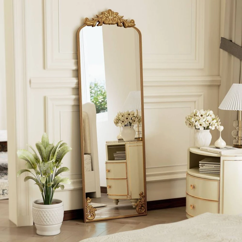 Image of HOMCOM 50 x 160cm Full Length Mirror with Metal Frame, Gold Tone Gold Unisex 160 cm