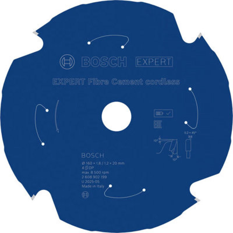 Image of Bosch Expert Fibre Cement Circular Saw Blade 160 X 1.8/1.2 X 20mm T4 2608902199