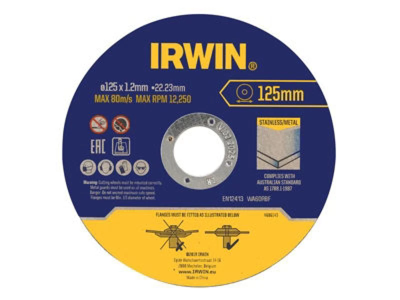 Image of Irwin Iw8082106 Metal Cutting Disc 125 X 1.2 X 22.2mm Tin Of 10 Irwiw8082106