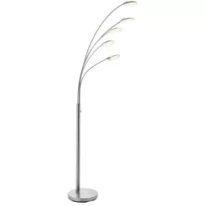Image of 5 Light Floor Lamp Satin Nickel 1.8m Tall Standing Curved Multi Arm Living Room