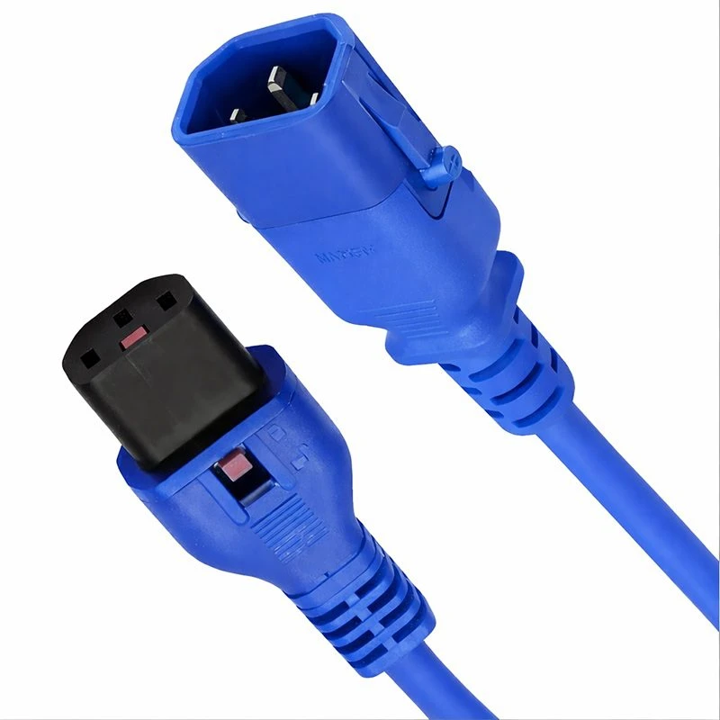Image of FDL 1M IEC C14 PLUG TO C13 SOCKET DUAL LOCKING EXT. - Blue