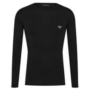 Image of Emporio Armani Small Logo Long Sleeve T Shirt - Black