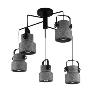 Image of Hanging Ceiling Pendant Light Industrial Raw Steel 40W E27 Multi Lamp Feature