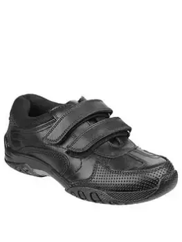 Image of Hush Puppies Jezza Strap Back To School Shoe - Black, Size 4 Older