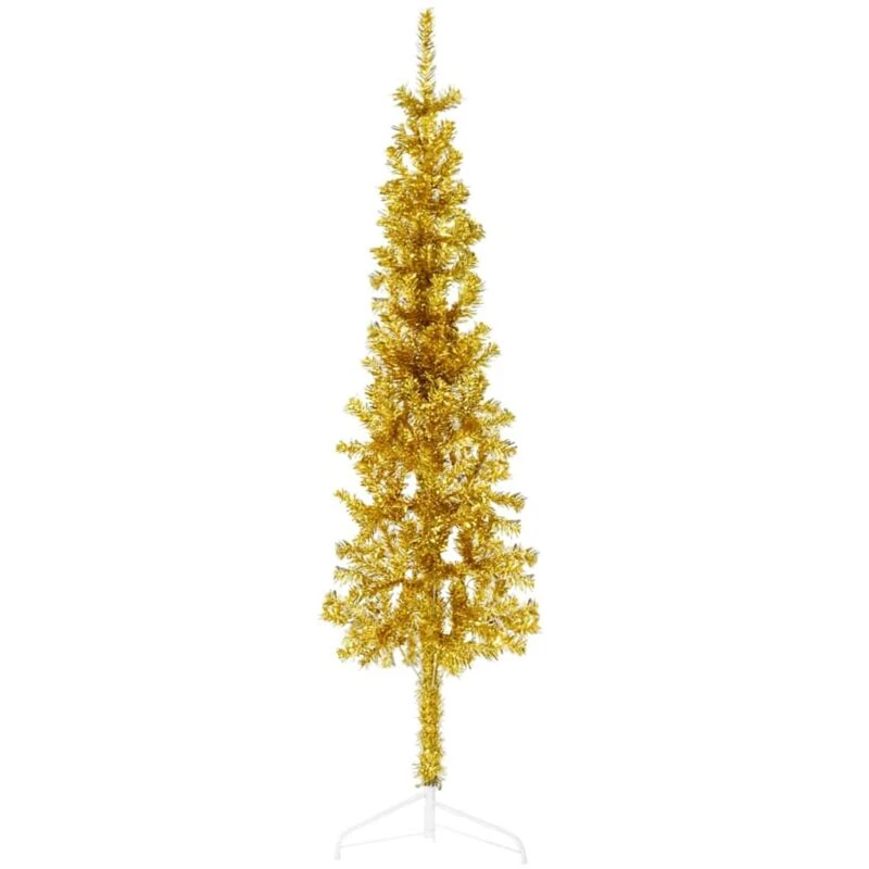 Image of VIDAXL Vidaxl - Slim Artificial Half Christmas Tree with Stand Gold 120cm 8720287000921