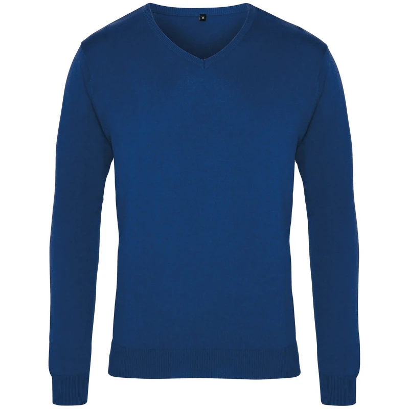 Image of Premier Premier Men V-Neck Knitted Sweater in Royal Size: Small Royal S Male 5057080146314