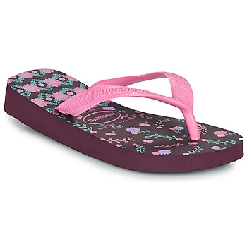 Image of Havaianas Girls Flores Flip Flop - Purple, Size 10-11 Younger
