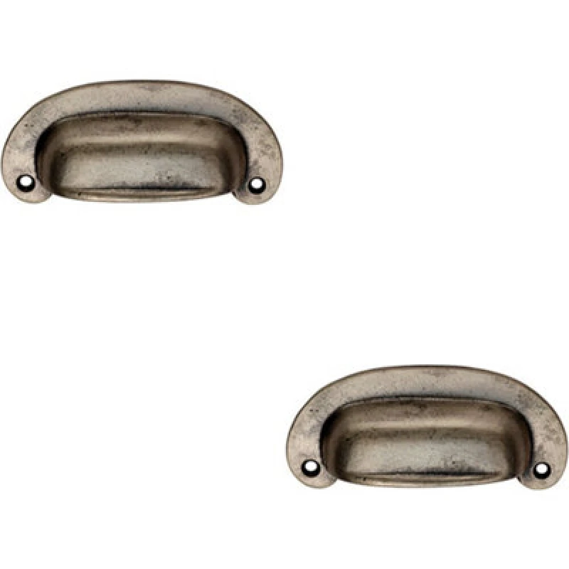 Image of Loops 2x Oval Plate Cabinet Cup Handle 106 x 44.5mm 87mm Fixing Centres Pewter Multi unisex