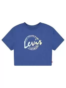Image of Levis Girls Short Sleeve Meet And Greet Script T-Shirt - True Navy, Size Age: 10 Years, Women