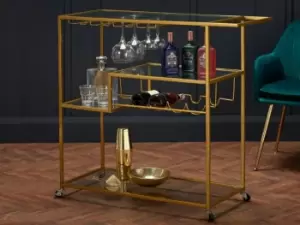 Image of LPD Porter Glass and Gold Drinks Trolley Flat Packed