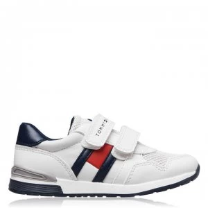 Image of Tommy Hilfiger Low Velcro Flag Trainers Infant Boys - White/Blue X008