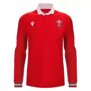 Image of Macron WRU Wales 23/24 Home Long Sleeve Rugby Shirt - Red