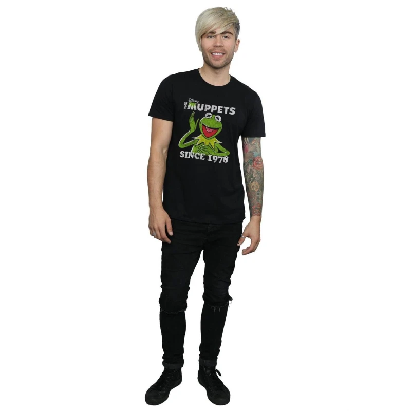 Image of Disney Men The Muppets Kermit Since 1978 T-Shirt in Black Size: Small Black S Male 5057245302135