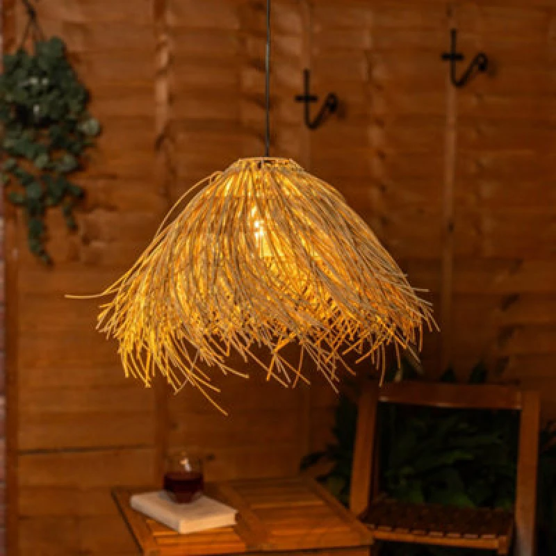 Image of ValueLights ValueLights Natural Grass Solar Powered Outdoor Hanging Pendant Garden Pergola Light Natural One Size Unisex 5016529270843