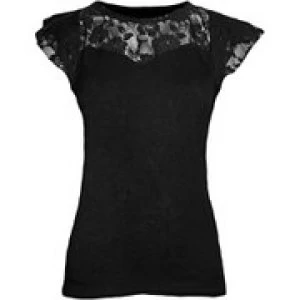 Image of Spiral Womens GOTHIC ELEGANCE Lace Layered Cap Sleeve Top - Black