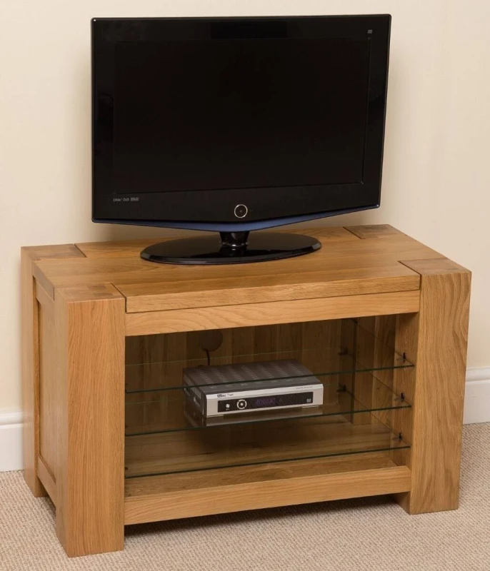 Image of Thats Furniture Kuba Solid Oak TV Unit with Storage in Light Oak Light Oak Unisex