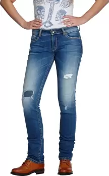 Image of Rokker The Diva Distressed Ladies Pants, blue, Size 31 for Women, blue, Size 31 for Women