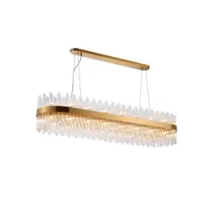 Image of Lysander 36 Light G9, Ceiling Pendant Oblong, Brass, Clear Item Weight: 33.98kg