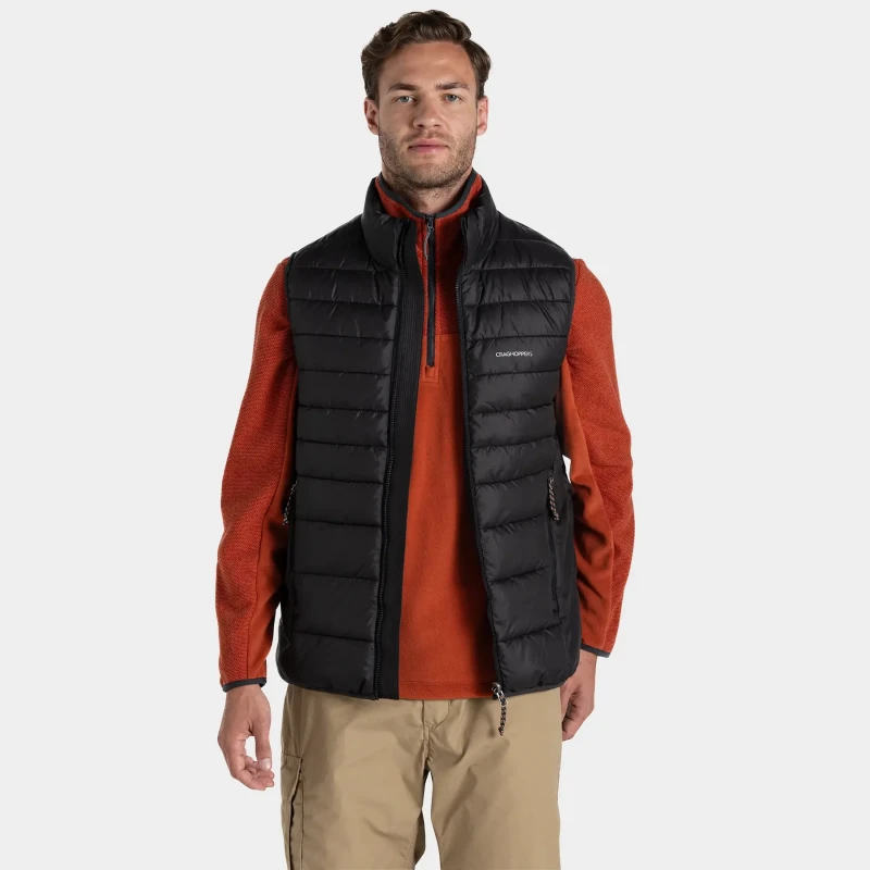 Image of Craghoppers Craghoppers Men Compresslite Vest Water-Repellent Gilet Bodywarmer in Black Size: Medium Black M Male 5063260096980