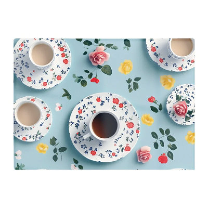 Image of Warren Reed Designer Tea Cups And Roses Chopping Board