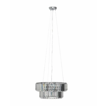 Image of Elegant 5 Way Tiered Chrome & Clear Crystal Ceiling Light Pendant Fitting - No Bulb