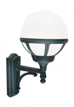 Image of 1 Light Outdoor Globe Wall Light Black IP54, E27