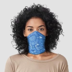 Image of Blue Patterned Neck Scarf Face Covering