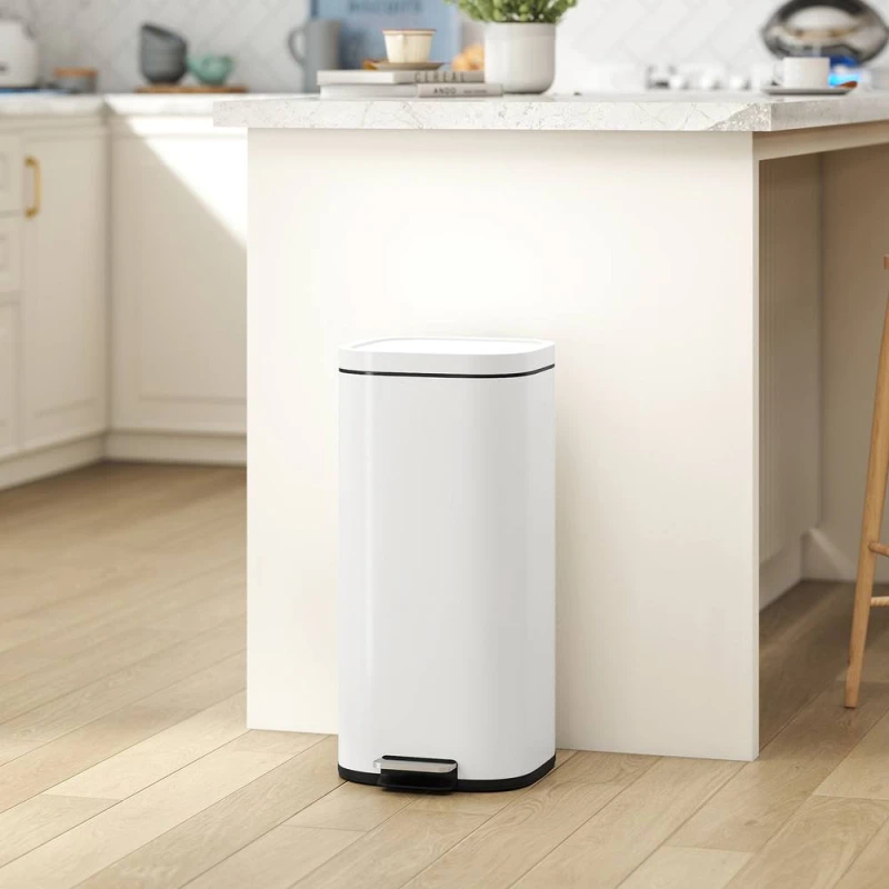 Image of HOMCOM 30L Kitchen Bin, Pedal Bin with Lid, Removable Inner Bucket, Cream 851-064V00CW