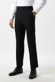 Image of Slim Fit Black Wool Blend Tuxedo Trousers