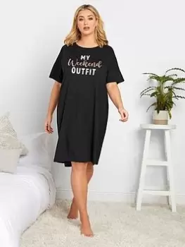Image of Yours My Weekend Outfit Oversize Sleeptee - Black, Size 30-32, Women