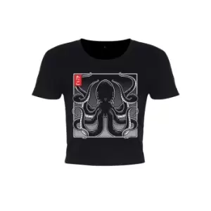 Image of Unorthodox Collective Womens/Ladies Oriental Octopus Crop Top (S) (Black/White)