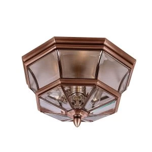 Image of 3 Light Flush Mount - Aged Copper, E14