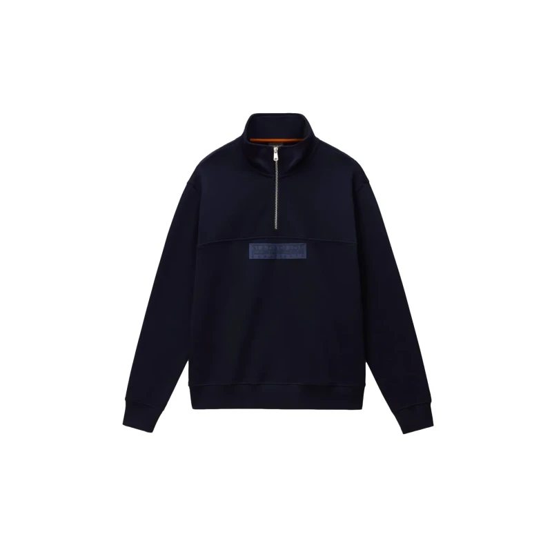 Image of Half Zip Sweatshirt in French Terry Napapijri Box Logo Bleu Male XS