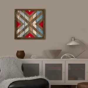 Image of TAH002 Red Blue Brown Decorative Framed MDF Painting